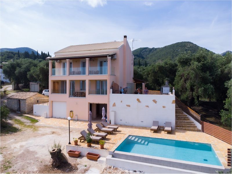The villa and pool from above