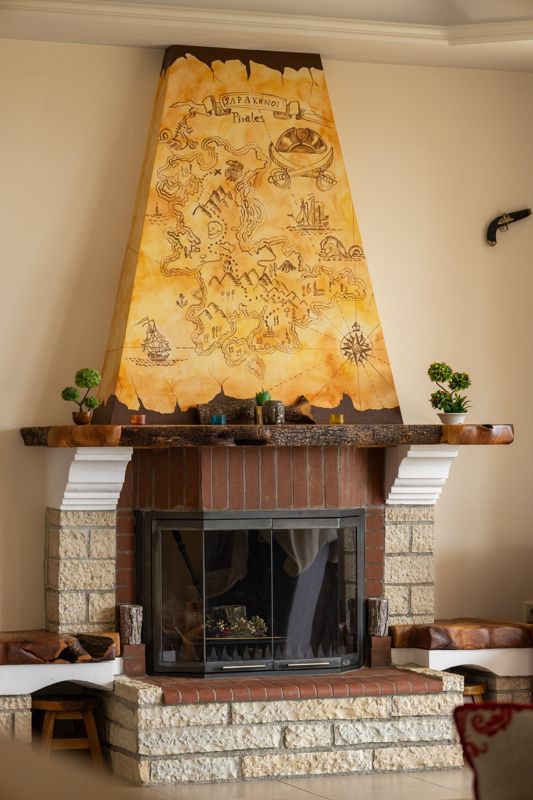 Stone fireplace